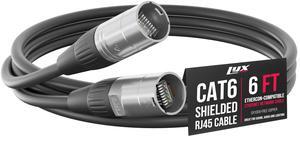 LyxPro 6 Feet Shielded CAT6 Ethercon Cable - Professional Audio & Lighting RJ45 Cable, Studio-Grade Sound Transmission, Extreme Durability - Black