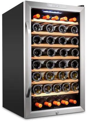 Ivation 51 Bottle Compressor Wine Cooler Refrigerator w/Lock | Large Freestanding Wine Cellar For Red, White, Champagne or Sparkling Wine | 41f-64f Digital Temperature Control Fridge Stainless Steel