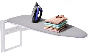 Ivation Wall-Mounted Ironing Board | Foldable 36.2 x 12.2, Fold Down Ironing Station for Home, Apartment & Dorms, Easy-Release Lever, Removable Cotton Cover, Mounting Hardware Included