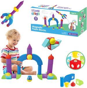 Lil' Jumbl Magnetic Foam   STEM Preschool Sensory Toys for Children, Toddlers, Boys and Girls  35 Piece Castle Set , Bath Building Blocks, The Supreme Bath Toy, Engineering Toys for Kids 3-6