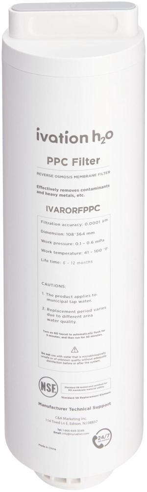 Ivation H2O Reverse Osmosis Under Sink Tankless Water Purifier Replacement PPC Composite Filter IVARORFPPC