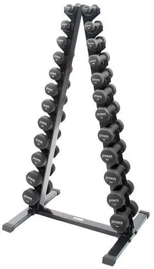 Power Systems Neoprene / Vinyl Vertical Dumbbell Rack, Holds 24 Dumbbells, 28 x 23 x 50.5 Inches, Black (61788)