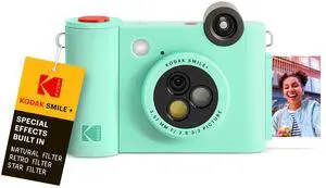 KODAK Smile+ Wireless Digital Instant Print Camera with Effect-changing Lens, 2x3 Zink Sticky-backed Photo Prints Mint Green