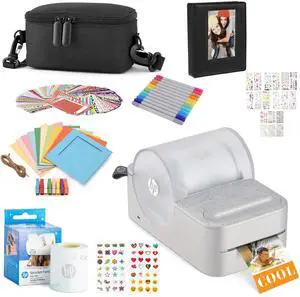 HP Sprocket Panorama Instant Portable Color Printer (White) 2 x .5- 9 Zink Sticky-Backed Paper -Create Personalize Prints, Photobooth Strips, Labels & Custom Designs in the App
