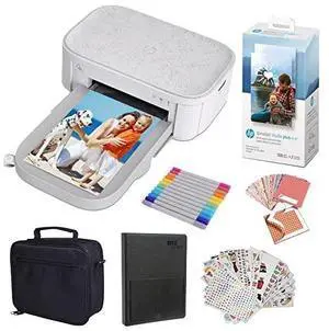 HP Sprocket Studio Plus 4x6 Instant Photo Printer  Bundle: Photo Album, Markers, Photo Paper, and Stickers.,White