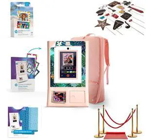 HP Sprocket Photo Booth Machine Instant Color Photo Printer (Pink) + Zink Paper (100 Sheets) + Red Carpet Bundle + Padded Case + Decorative Sticker Frames (x15)  + Premium Screen Protector (x2)