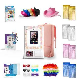 HP Sprocket Photo Booth Machine Instant Color Photo Printer (White)+ Paper (x100)+ Case + Frames (x15)+ Screen Protector (x2)+ Fedoras (x6)+ Glasses (6pc)+ Boas (x6)+ Cowboy Hat + Foil Curtain (x5)