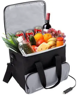 Ivation Portable Electric Cooler Bag | 15L Soft Sided Thermoelectric Travel Cooler with Shoulder Strap, Storage Pocket & DC 12V Plug In for Car, Truck & RV Camping
