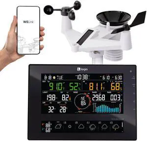Logia 7-in-1 Wi-Fi Wireless Weather Station with 10-Day / 24 Hour Forecast, Solar & Large 8" Color Display | Measures Wind Speed/Direction, Rainfall, UV Index, Light Intensity, Temperature & Humidity