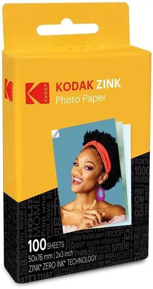 Zink 2"x3" Premium Photo Paper (100 Sheets) for KODAK PRINTOMATIC, Smile & Step Cameras & Printers