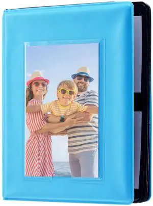 Zink 2x3 Mini Photo Album 64-Pocket w/ Transparent Window Cover for 2x3 ZINK Zero Ink Photo Paper (Blue) Compatible w/ Kodak, Lifeprint, Polaroid, HP, Canon, Fujifilm 2x3" photos