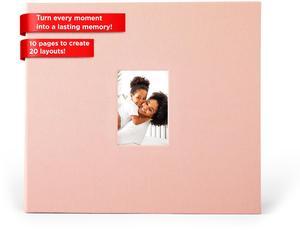 Zink Cloth Covered Scrapbook 8x8 Photo Album w/Front Picture Window (Pink)