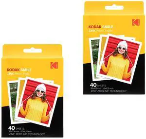 Zink Kodak 3.5x4.25 inch Premium Zink Instant Print Photo Paper (80 Sheets) Compatible with Kodak Smile Classic Instant Camera