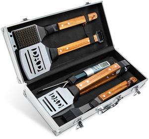 Hike Crew Deluxe Dad BBQ Tools Gift Set  6-Piece Grill Accessories Utensils Kit Perfect for Holiday, Birthday or Fathers Day  Tongs, Spatula, Digital Thermometer, Sauce Brush, Scraper, Carry Case