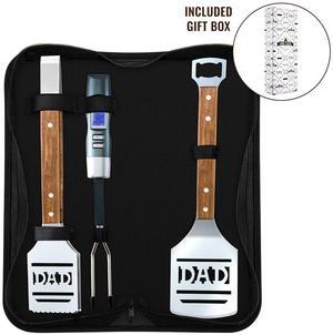 Hike Crew Dad BBQ Tools Gift Set  4-Piece Grill Accessories Utensils Kit Perfect for Holiday, Birthday or Fathers Day  Includes Tongs, Spatula, Digital Thermometer & Carrying Case (Gift Box)