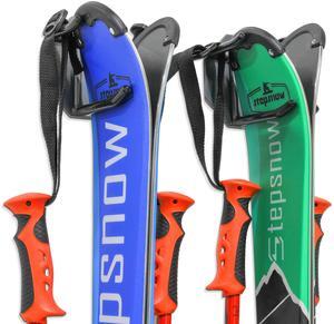 RaxGo Ski Wall Mounted Rack, Holds Skis & Skiing Poles or Snowboard for Home and Garage Storage, Heavy Duty and Rubber-Coated Hook, (Set of 2)