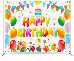 Zink Birthday Photo Backdrop - Wrinkle-Free 4.5 Ft x 6 Ft Photo Studio Backdrop with Happy Birthday Text