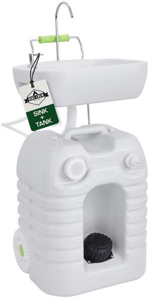 Hike Crew Portable Camping Sink & Water Reserve | Outdoor Travel Hand Wash Station with Large 12 Gallon Capacity Water Tank, Hands-Free Foot Pump, Faucet, Soap Dispenser, Rolling Wheels & Carry Handle