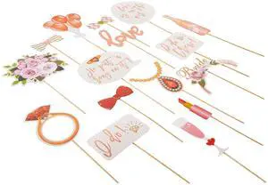Zink 23PC Bridal Shower Photo Booth Props - 23 Rose Gold Bridal Photo Booth Props for Bachelorette Parties, Bridal Showers, Girls' Night Out, Hen Parties, and Wedding Favors