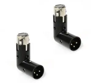 LyxPro XLR Angle Adapter Dual Male and Female can be positioned to 4 different angles Right Left and 90 degree great for mixers that interfere with other applications - 2 Pack