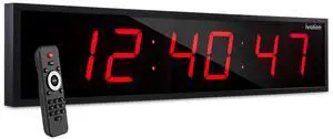 Ivation Huge 60" Inch Large Big Oversized Digital LED Clock with Stopwatch, Alarms, Countdown Timer & Temp - Shelf or Wall Mount (Red) | 6-Level Brightness, Mounting Holes & Hardware
