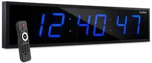 Ivation Huge 60" Inch Large Big Oversized Digital LED Clock with Stopwatch, Alarms, Countdown Timer & Temp - Shelf or Wall Mount (Blue) | 6-Level Brightness, Mounting Holes & Hardware