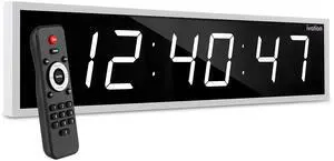 Ivation Huge 24" Inch Large Big Oversized Digital LED Clock with Stopwatch, Alarms, Countdown Timer & Temp - Shelf or Wall Mount (White) | 6-Level Brightness, Mounting Holes & Hardware