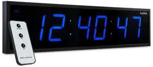 Ivation Huge Large Big Oversized Digital LED Clock - Shelf or Wall Mount (24 Inch - Blue) | 6-Level Brightness, Mounting Holes & Hardware