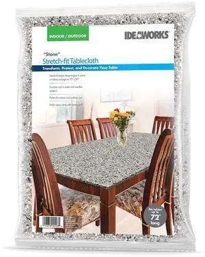 IdeaWorks 6ft Rectangle Stretch-Fit Covers Transform, Protect and Decorate Your Table-Stone, 6' (JB8684)