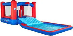Sunny & Fun Slide N Splash Bounce House Inflatable Water Slide Park  Heavy-Duty for Outdoor Fun, Wide Slide & Splash Pool