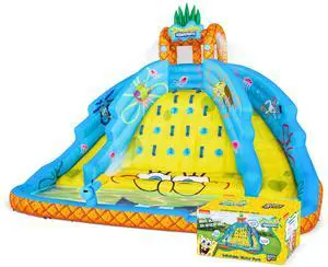 Sunny and Fun Ultra Climber Inflatable Water Slide Park  Heavy-Duty for Outdoor Fun - Climbing Wall, Two Slides & Splash Pool  Easy to Set Up & Inflate with Included Air Pump & Carrying Case