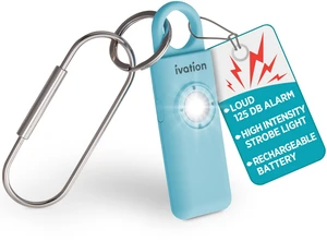 Ivation Personal Rechargeable SOS Alarm, Pocket Size Loud 130dB Sound Safety Siren & LED Panic Strobe Light with Carabiner Keychain Clip for Women, Children & Seniors, Aqua Ivation Personal Rechargeable SOS Alarm, Pocket Size Loud 130dB Sound Safety Siren & LED Panic Strobe Light with Carabiner Keychain Clip for Women, Children & Seniors, Aqua
