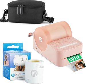 HP Sprocket Panorama Portable Color Label Printer & Instant Photo Printer Bundle w/Case & Zink Roll