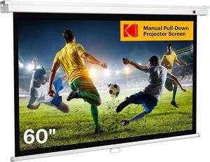 Kodak 60" Manual Pull Down Projector Screen, Large 16:9 Retractable Projector Screen