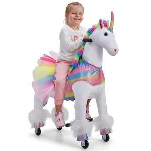 Lil' Jumbl Ride on Horse, Kids Ride on Toy with Realistic Sounds & Rolling Wheels (Rainbow)
