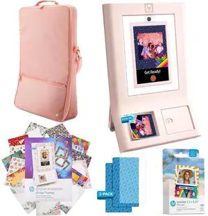 HP Sprocket Photobooth 3x4" Photo Printer (Pink) Bundle w/Zink Paper, Case, Screen Protector & More
