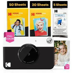 Kodak Printomatic 5MP Instant Print Camera (Black) & Zink Photo Paper (75 Sheets) Bundle Kodak Printomatic 5MP Instant Print Camera (Black) & Zink Photo Paper (75 Sheets) Bundle