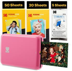 Kodak Step Mobile Instant Photo Printer 2x3" (Pink) & Zink Photo Paper (75 Sheets) Bundle