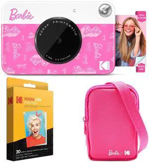 Kodak x Barbie Printomatic Instant Print Camera Signature Style, Case + Paper (20 Sheets) - Bundle