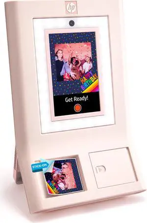 HP Sprocket Photobooth 3" x 4" Color Photo Printer with Touch Screen, LED Ring Light & Wi-Fi
