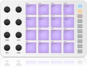 M-WAVE Midi Controller - Bluetooth USB Pad - 16 Drum Pads, 8 Knobs, Rechargeable, DAW Compatible