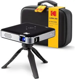 Kodak Luma 150 Pico Projector, Rechargeable Ultra Mini Projector with Travel Case & Tripod (Black)