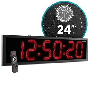 Ivation 24" Outdoor Digital Clock, Waterproof LED Display, Auto Time Sync, Temp, Date & Timer Red Ivation 24" Outdoor Digital Clock, Waterproof LED Display, Auto Time Sync, Temp, Date & Timer Red