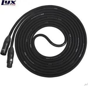 LyxPro 25 ft High End XLR cable 4-Conductor Star Quad Microphone Cable - Black