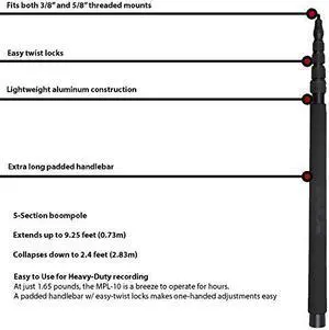 LyxPro MPL-10 Boompole Lightweight Boom pole for Professional Shotgun Microphone