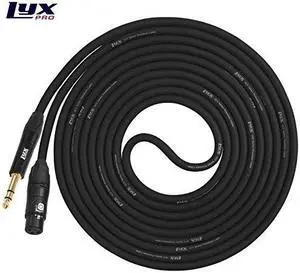 LyxPro 1/4" TRS - XLR Female 6 ft Cable for  Microphones and Devices, Black
