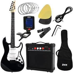 LyxPro Complete Beginner Starter kit Pack Full Size Electric Guitar with 20w Amp, Package Includes All Accessories, Digital Tuner, Strings, Picks, Tremolo Bar, Shoulder Strap, and Case Bag