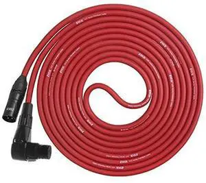 LyxPro Balanced XLR Cable Right Angle Female 6 ft Premium Series Professional Microphone Cable, Powered Speakers and Other Pro Devices Cable, Red