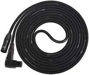 LyxPro - 15 Ft - Black - XLR Male to Right Angle Female Microphone Cable for professional Microphone & Devices