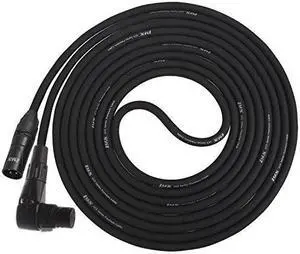 LyxPro Balanced XLR Cable Right Angle Female 10 ft Premium Series Professional Microphone Cable, Powered Speakers and Other Pro Devices Cable, Black